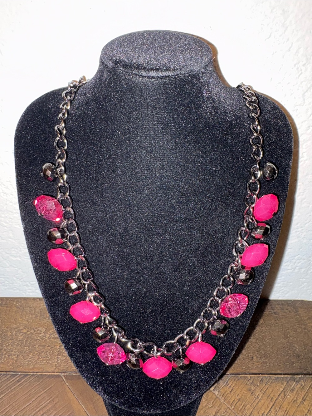 Paparazzi Women’s Statement Necklace with Hot Pink Gem Accents